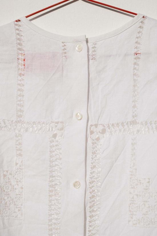  카린 민소매 티셔츠 칼린 조이 슬리브리스 쉘 오픈워크 린넨 탑 - CARLEEN