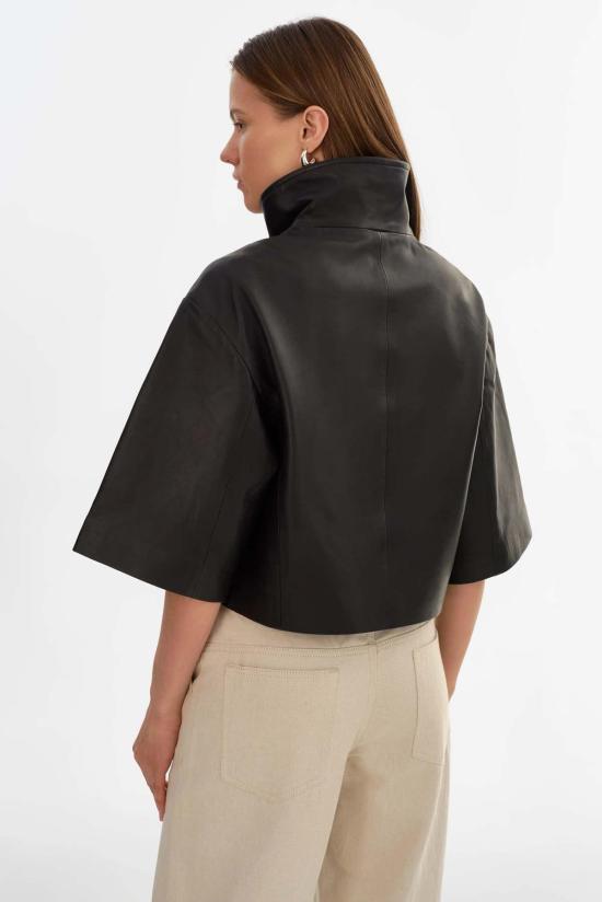  레이디버드 자켓 엘린 가죽 퍼널넥 재킷 블랙 - LADYBIRD