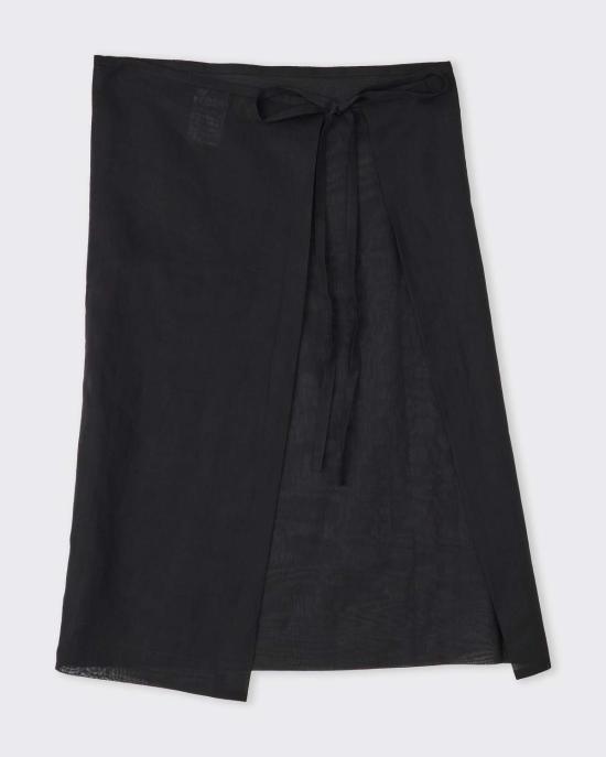  어니 팔로 미디 스커트 시스루 랩 스커트