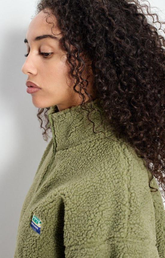  아메리칸 빈티지 코트 호크타운 지퍼업 플리스 재킷 라이트 올리브 - AMERICAN VINTAGE