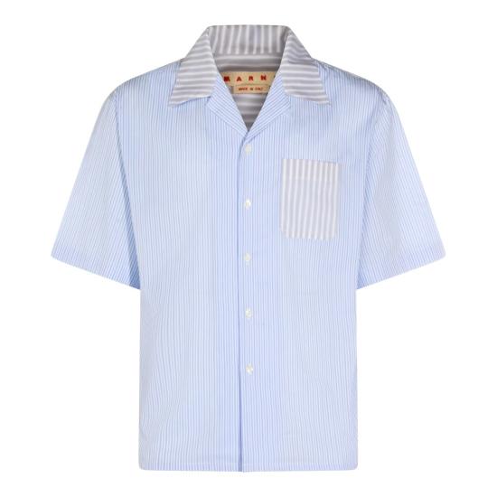  마르니 반팔 셔츠 멀티컬러 코튼 셔츠 레드