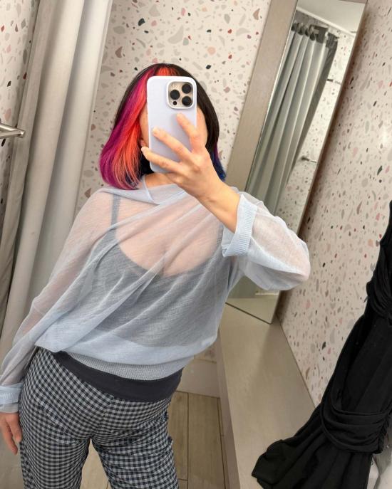  벨 안나 스웨터 레브 니트  파우더 블루