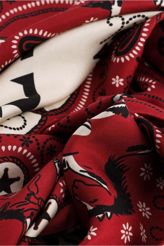  메종 르콩트 플라망 머플러/스카프 Maison Lecomte Flament 파 웨스트 실크 스카프 보르도 - MAISON LECOMTE FLAMENT