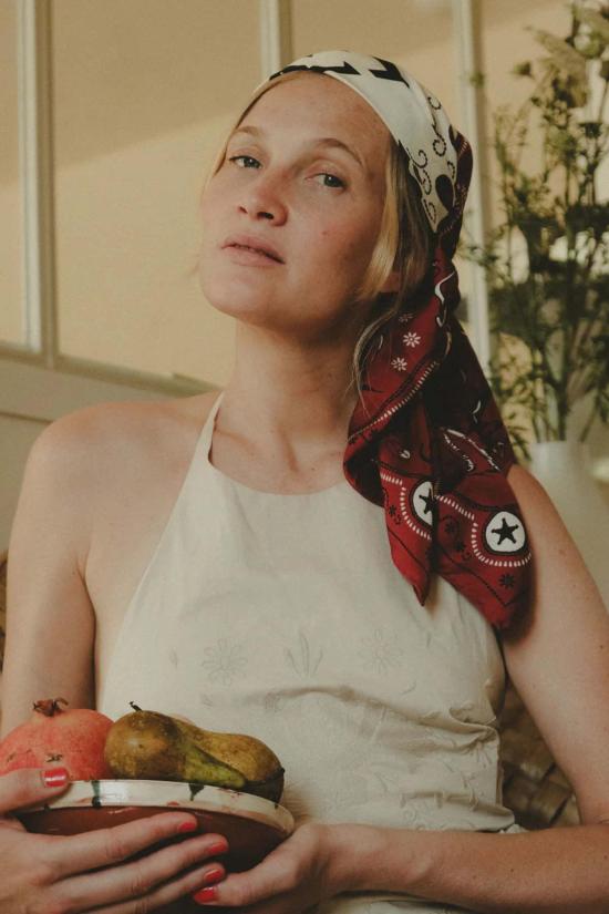  메종 르콩트 플라망 머플러/스카프 Maison Lecomte Flament 파 웨스트 실크 스카프 보르도 - MAISON LECOMTE FLAMENT