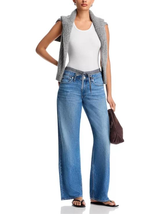  랙앤본 데님 팬츠 Rag & Bone Saige 릴렉스드 스트레이트 복서 진 밀러 스트라이프 - RAG & BONE