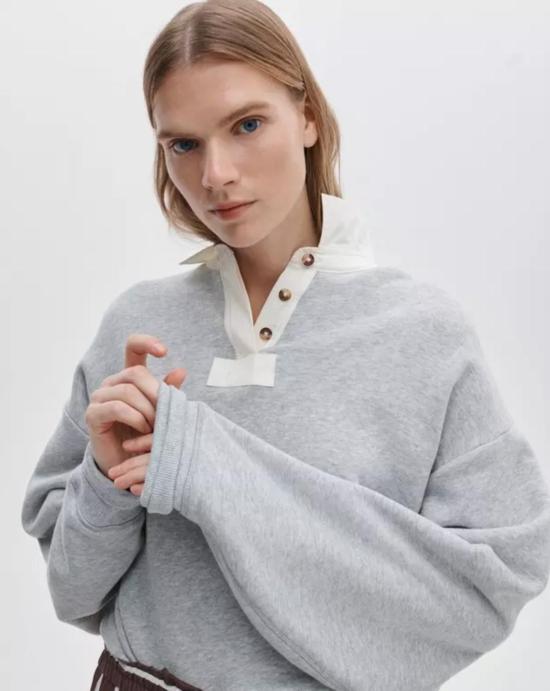  랙앤본 스웨터 Rag & Bone 빈티지 테리 오버사이즈 폴로 스웨트셔츠 헤더 그레이 - RAG & BONE