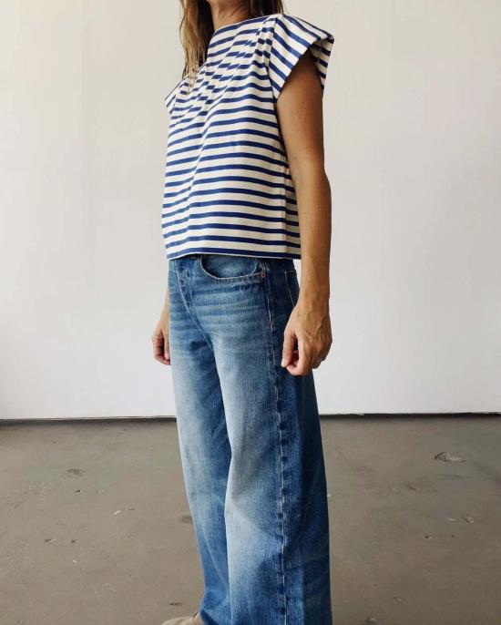  헤이갱 블라우스 헤이 갱 세일러 셔츠 탑 블루