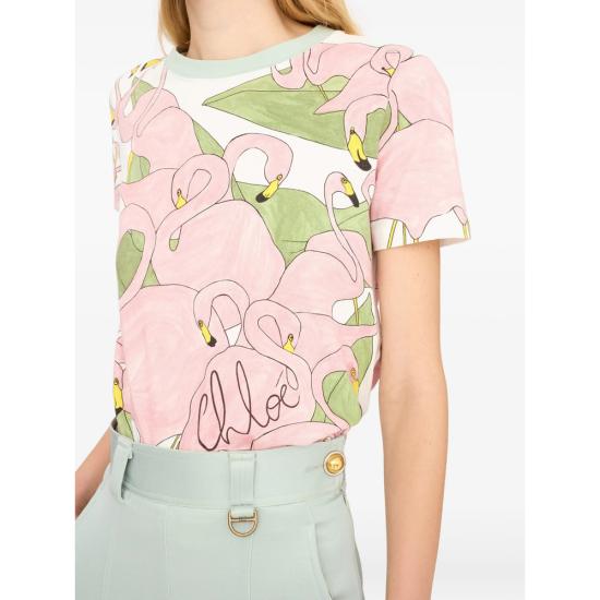 26SS 끌로에 반팔 티셔츠 26UJH08287 107 WHITE PINK - CHLOE