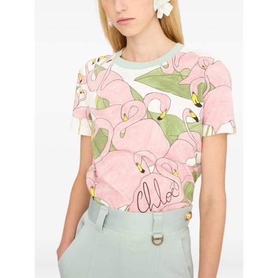 26SS 끌로에 반팔 티셔츠 26UJH08287 107 WHITE PINK - CHLOE