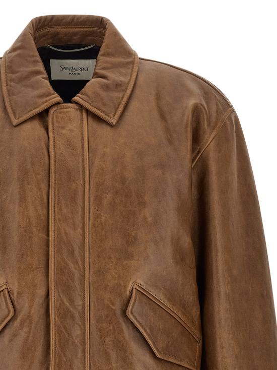 26SS 생로랑 가죽 자켓 798521YCSX22800 Brown - SAINT LAURENT