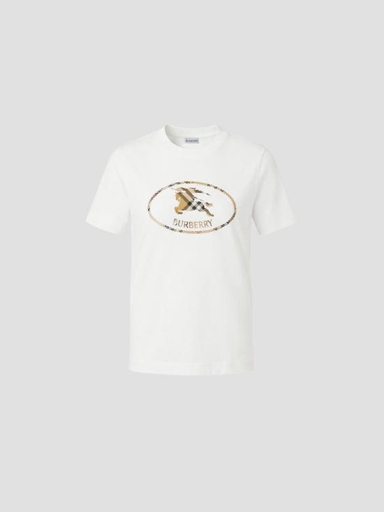 26SS 버버리 체크 나이트 스탬프 코튼 티셔츠 8126358 B7078 CHALK