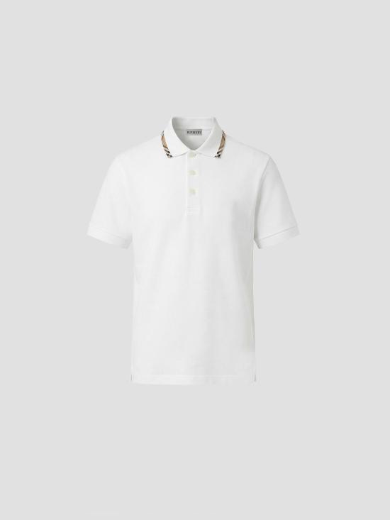 26SS 버버리 체크 트리밍 코튼 폴로셔츠 8126955 B7078 CHALK