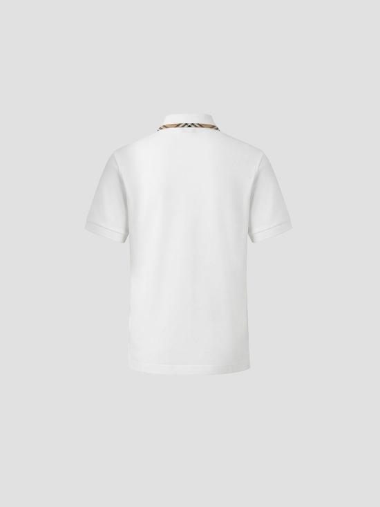 26SS 버버리 체크 트리밍 코튼 폴로셔츠 8126955 B7078 CHALK - BURBERRY