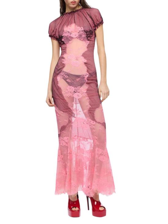 26SS 디 아티코 원피스 260WCW00286MIX088AA 079 BLACK PINK - THE ATTICO