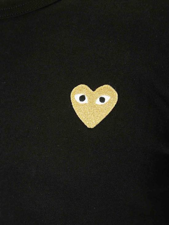 26SS 꼼데가르송 골드하트 와펜 반팔티 AXT2160511 Black - COMME DES GARCONS