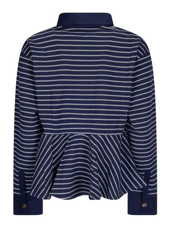 26SS 가니 스트라이프 러플 폴로 티셔츠 A1050063683 Light Blue - GANNI