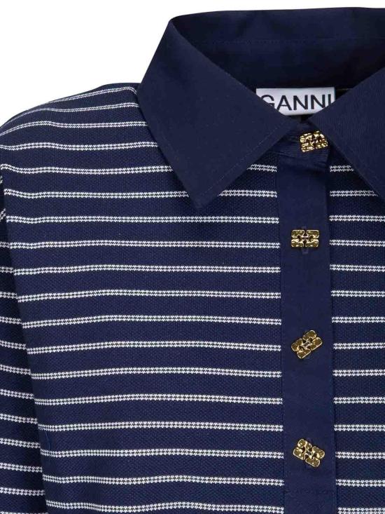 26SS 가니 스트라이프 러플 폴로 티셔츠 A1050063683 Light Blue - GANNI