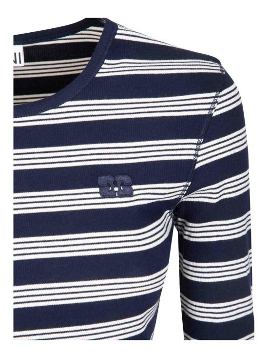 26SS 가니 스트라이프 리브 긴팔 티셔츠 A1050066683 Light Blue - GANNI