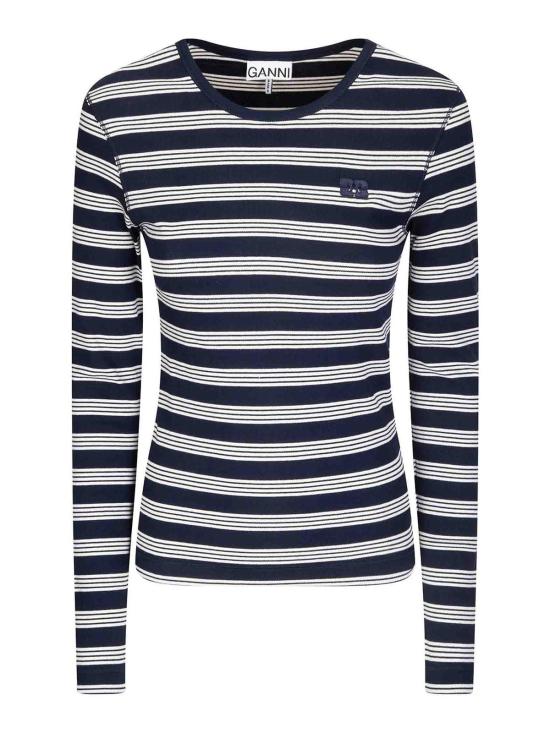 26SS 가니 스트라이프 리브 긴팔 티셔츠 A1050066683 Light Blue