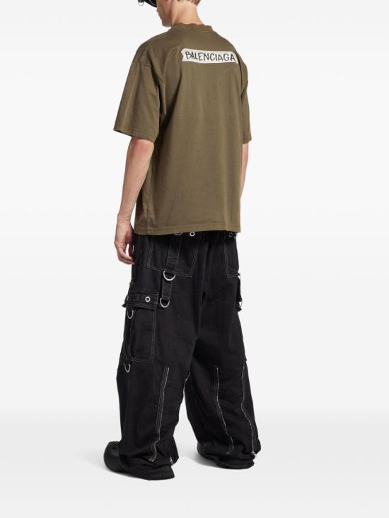 26SS 발렌시아가 마스킹 테이프 티셔츠 미디움 핏 764235 TTVL62840 Khaki - BALENCIAGA