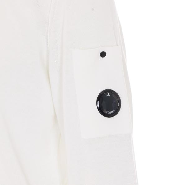26SS 씨피 컴퍼니 코튼 크레이프 크루넥 렌즈 스웨터 20CMKN105A 006323O103 White - C.P. COMPANY