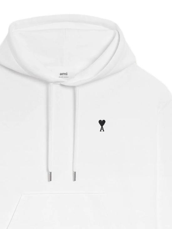 26SS 아미 ADC 콘트라스트 하트 후드 티셔츠 FSW767 730100 White - AMI