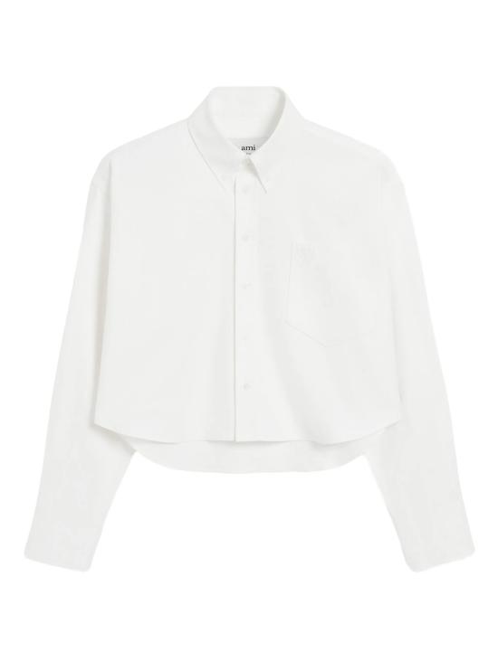 26SS 아미 톤온톤 하트 로고 크롭 오버사이즈 셔츠 FSH770 CO0031168 BLANC NATUREL