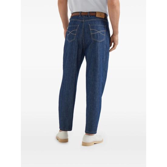  브루넬로 쿠치넬리 데님 팬츠 파이브 포켓 더블 플리츠 진 (블루) - BRUNELLO CUCINELLI