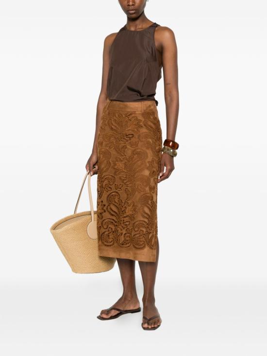 26SS 에르마노 피렌제 미디 스커트 D48EO009 E92MFA18 Marrone chiaro - ERMANNO FIRENZE