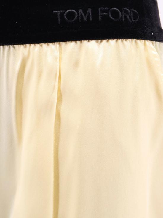  톰포드 스트레이트 팬츠 톰 포드 스트레치 새틴 파자마 팬츠, 페일 레몬 색상 - TOMFORD