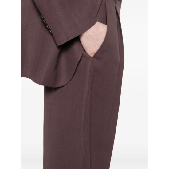  브루넬로 쿠치넬리 스트레이트 팬츠 와이드 레그 플리츠 팬츠 (보라색) - BRUNELLO CUCINELLI