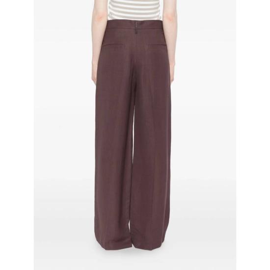  브루넬로 쿠치넬리 스트레이트 팬츠 와이드 레그 플리츠 팬츠 (보라색) - BRUNELLO CUCINELLI