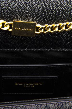 26SS 생로랑 그랑 드 뿌드르 엠보스드 레더 카산드라 마틀라세 체인 지갑 377828 BOW081000 Black - SAINT LAURENT