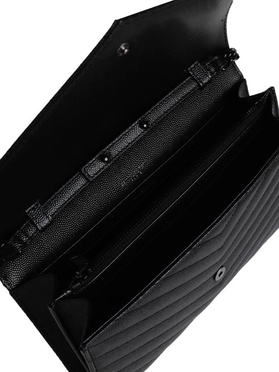 26SS 생로랑 그랑 드 뿌드르 엠보스드 레더 카산드라 마틀라세 체인 지갑 377828 BOW081000 Black - SAINT LAURENT