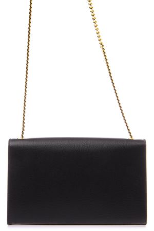 26SS 생로랑 그랑 드 뿌드르 엠보스드 레더 카산드라 마틀라세 체인 지갑 377828 BOW081000 Black - SAINT LAURENT