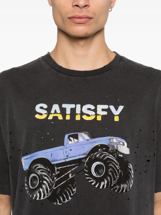 26SS 새티스파이 모스테크 티셔츠 11006 00A21 00A21 AGED BLACK EST5 - SATISFY