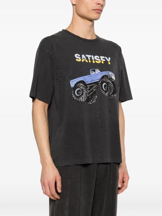 26SS 새티스파이 모스테크 티셔츠 11006 00A21 00A21 AGED BLACK EST5 - SATISFY