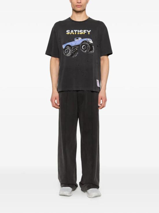 26SS 새티스파이 모스테크 티셔츠 11006 00A21 00A21 AGED BLACK EST5 - SATISFY