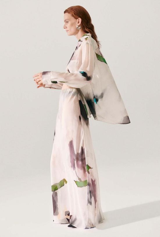  실크 런드리 롱 스커트