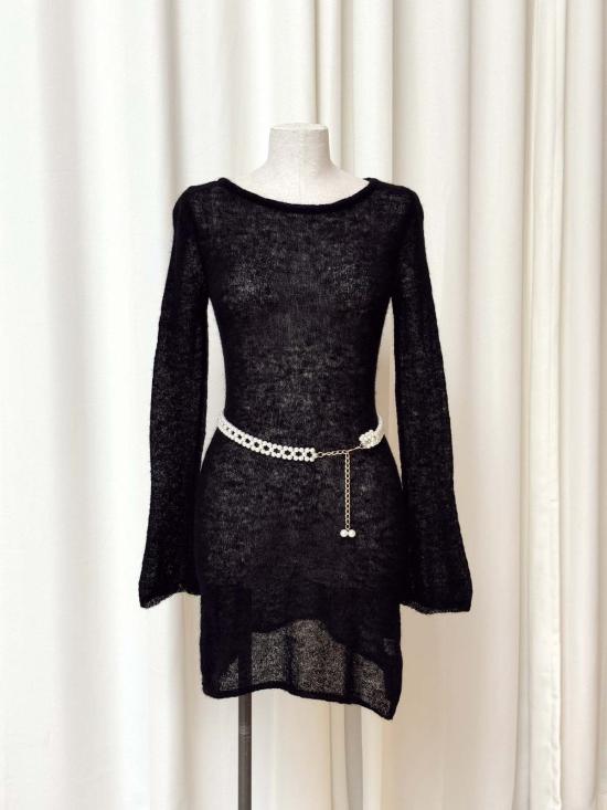  길 숏 원피스 젤 보트넥 파노라마 드레스