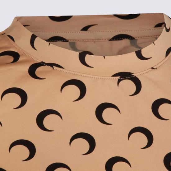  마린세르 반팔 티셔츠 마린 세르 베이지 앤 블랙 문 프린트 티셔츠 - MARINE SERRE