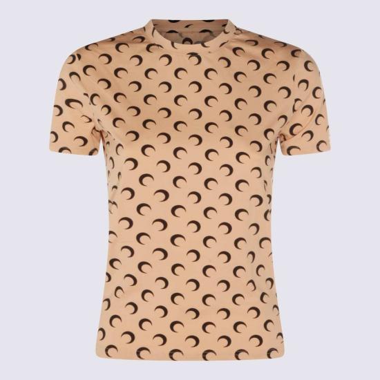  마린세르 반팔 티셔츠 마린 세르 베이지 앤 블랙 문 프린트 티셔츠