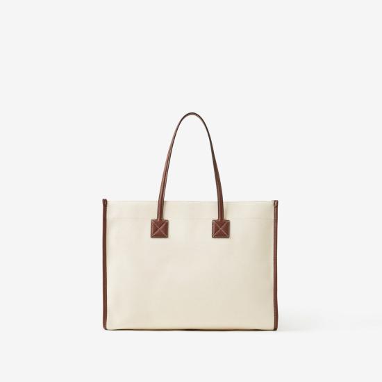 26SS 버버리 스몰 투톤 캔버스 레더 프레야 토트백 8044138112818 A1395 NATURALTAN - BURBERRY