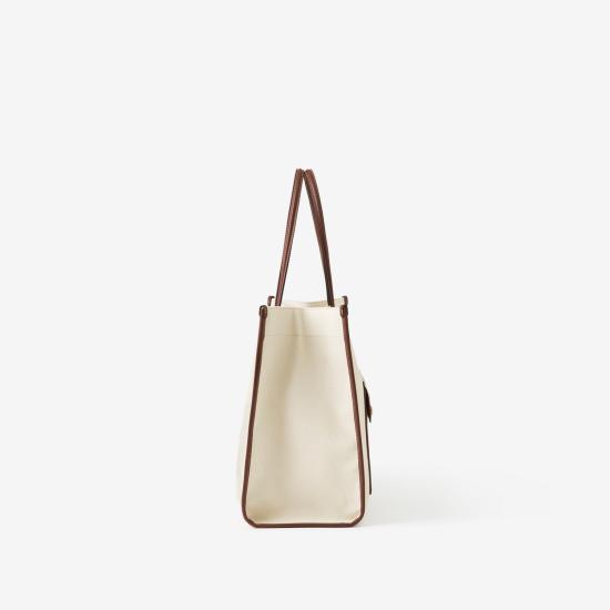 26SS 버버리 스몰 투톤 캔버스 레더 프레야 토트백 8044138112818 A1395 NATURALTAN - BURBERRY