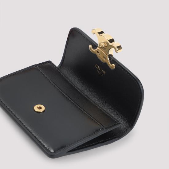 26SS 셀린느 샤이니 카프스킨 플랩 카드 홀더 10I583DPV 38NO BLACK - CELINE