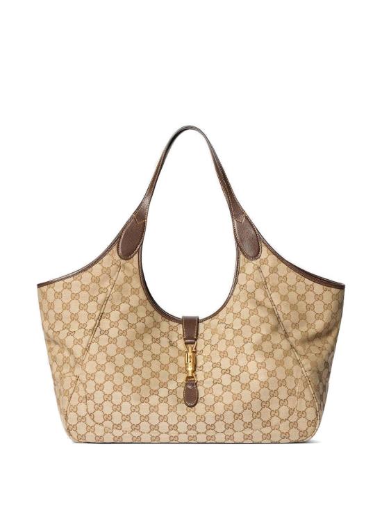 26SS 구찌 메르카토 GG 캔버스 라지 캔버스 870693FAFV29651 VINTAG SAND DK BROWN - GUCCI