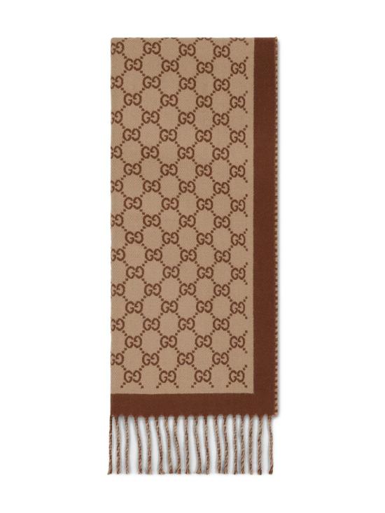26SS 구찌 울 자카드 스카프 8355343G2009865 BROWN - GUCCI