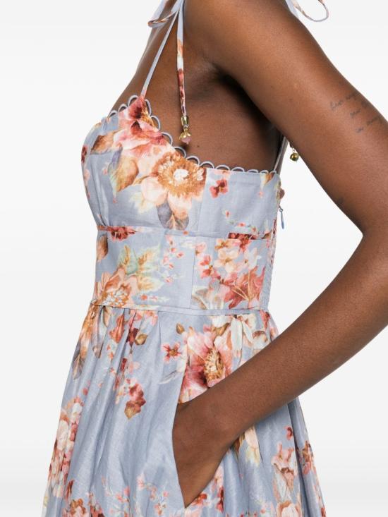 26SS 짐머만 미디 원피스 5826DRS261CFLR BLUE - ZIMMERMANN