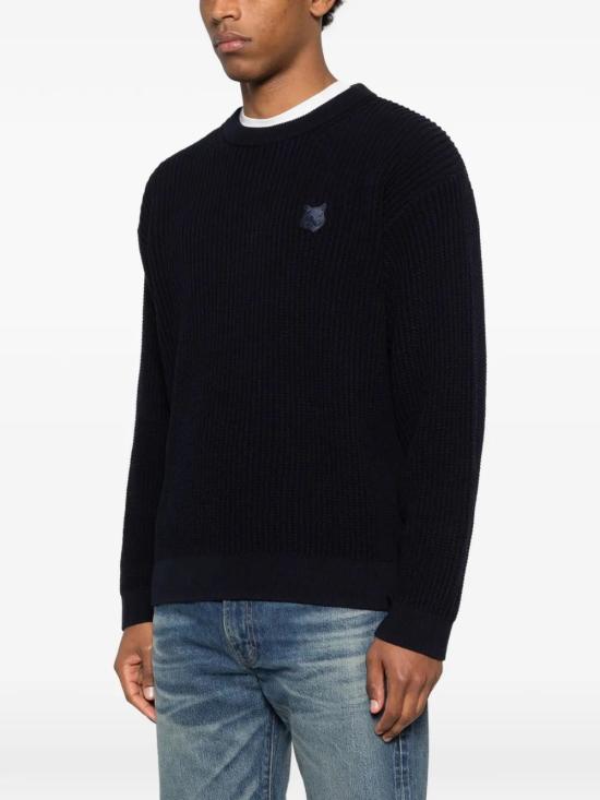 26SS 메종키츠네 폭스 헤드 코튼 립드 점퍼 QM00806KT1189 0413 CLASSYNAVY - MAISON KITSUNE