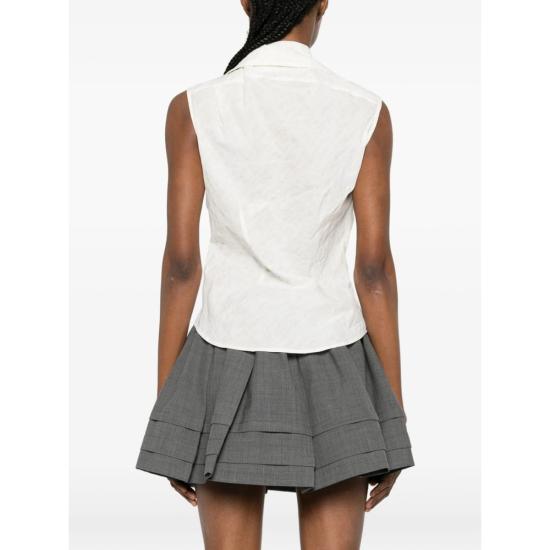  비비안웨스트우드 민소매 티셔츠 비비안 웨스트우드 드레이프 프론트 슬리브리스 셔츠 (화이트/뉴트럴) - VIVIENNE WESTWOOD